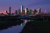Dallas skyline at sunset.